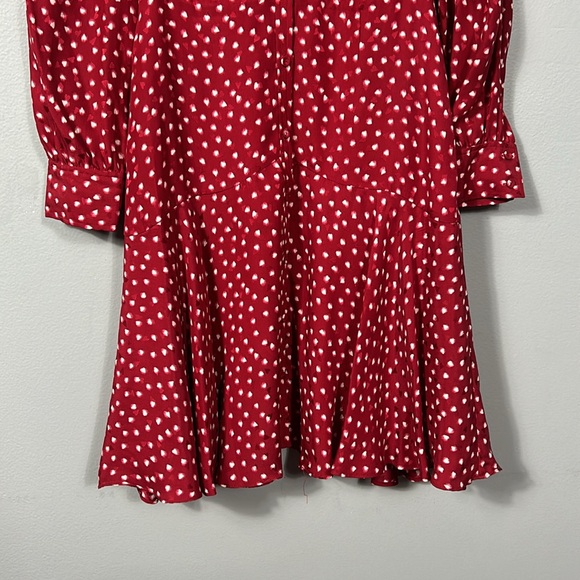 Rebecca Taylor Silk Blurry Heart Red Button Up Dress size 0 - Picture 10 of 17